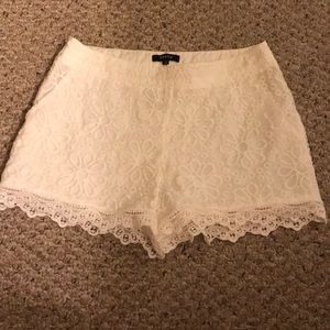 White Lace Side Zip Shorts